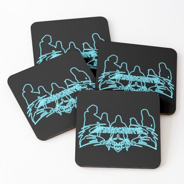 Item preview, Blue Neon Sign Metalocalypse Logo with Band Member Silhouette on Black designed and sold by gkillerb.