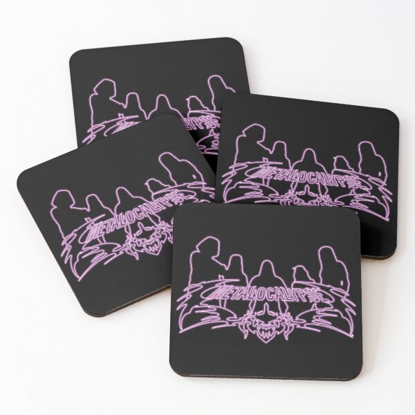 Item preview, Purple Neon Sign Metalocalypse Logo with Band Member Silhouette on Black designed and sold by gkillerb.