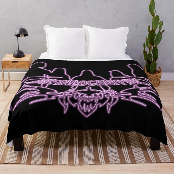 Item preview, Purple Neon Sign Metalocalypse Logo with Band Member Silhouette on Black designed and sold by gkillerb.