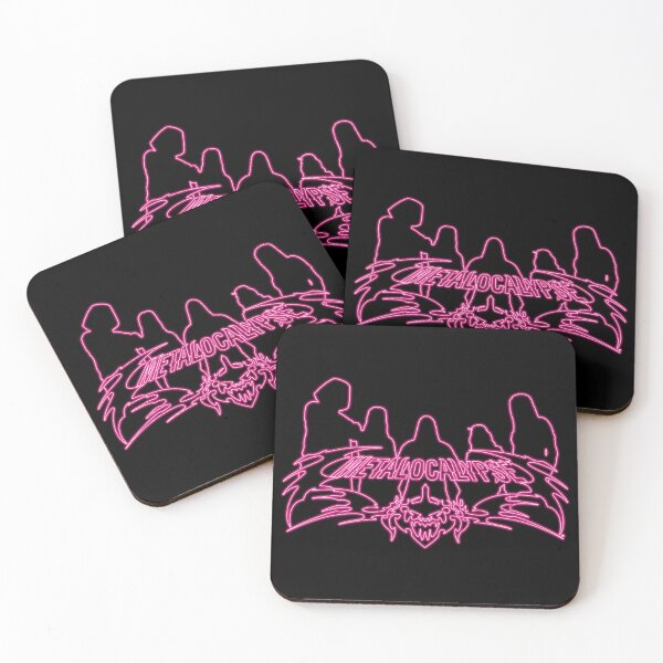Item preview, Pink Neon Sign Metalocalypse Logo with Band Member Silhouette on Black designed and sold by gkillerb.