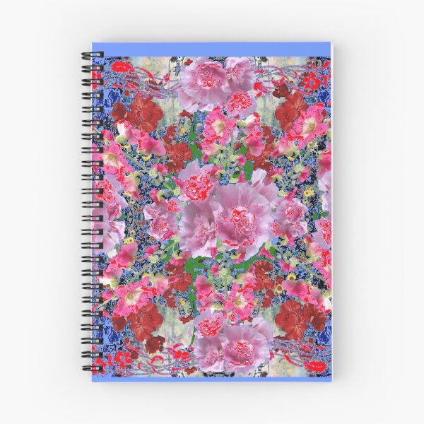 Item preview, PINK HOLLYHOCKS GARDEN ABSTRACT BLUE ACCENTS designed and sold by sharlesart.