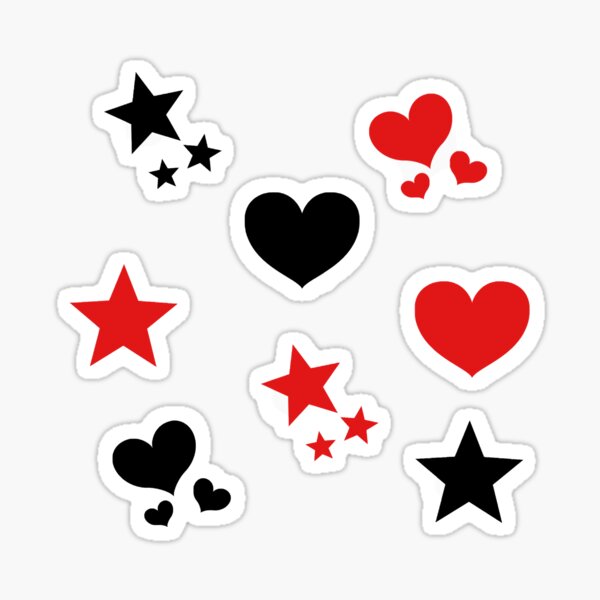 red and black hearts and stars pack Sticker
