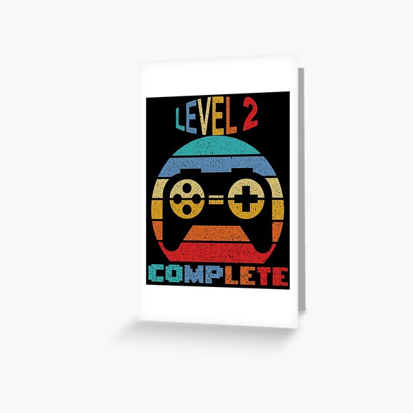 Level 2 Complete Vintage, 2nd Anniversary Gift, Funny 2 Year Anniversary, Fathers Day Gift, Anniversay Gifts for Husband, Gamer Dad Gift Greeting Card