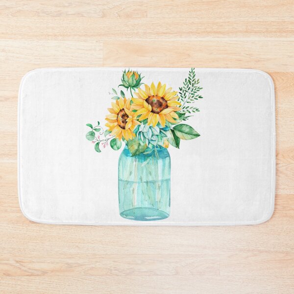 Item preview, Sunflowers, Mason jar, sunflower bouquet, watercolor, watercolor sunflowers designed and sold by SouthPrints.