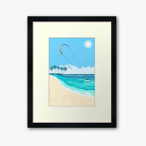 Aperçu de l'œuvre  Affiche de sports nautiques d'été de kitesurf créée et vendue par TasiPas.