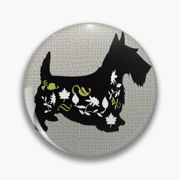 Item preview, SCOTTY DOG WITH FLOWERS IN BLACK WITH GREY TEXTURED BACKGROUND designed and sold by ozcushionstoo.