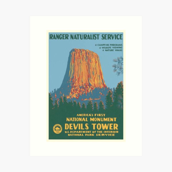 Item preview, Devils Tower National Park Vintage Poster designed and sold by Lboy7.