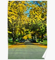Neighborhood in Autumn Poster