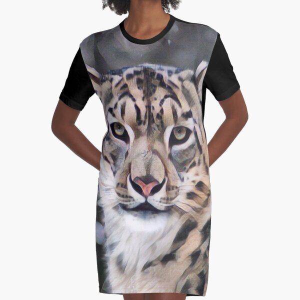 Snow Leopard Graphic T-Shirt Dress