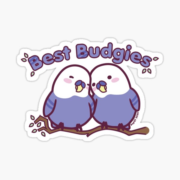 Pepe the Budgie: Best Budgies | Cute Birds Snuggle Love Friendship | Pastel Blue Sticker