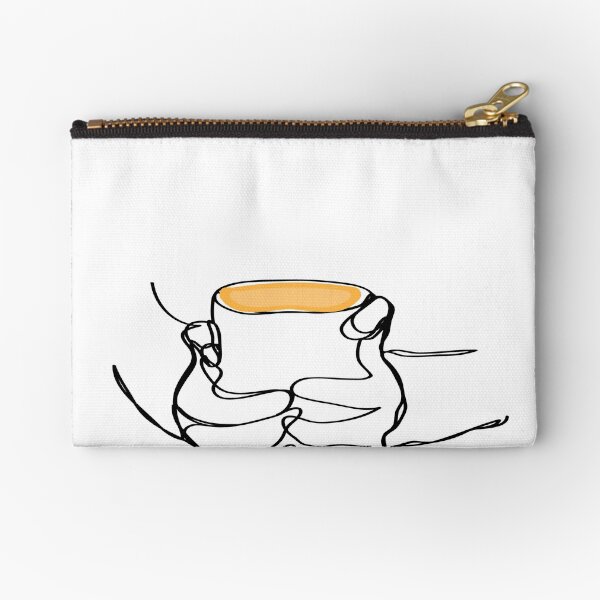 one line of hand holding coffee Zipper Pouch