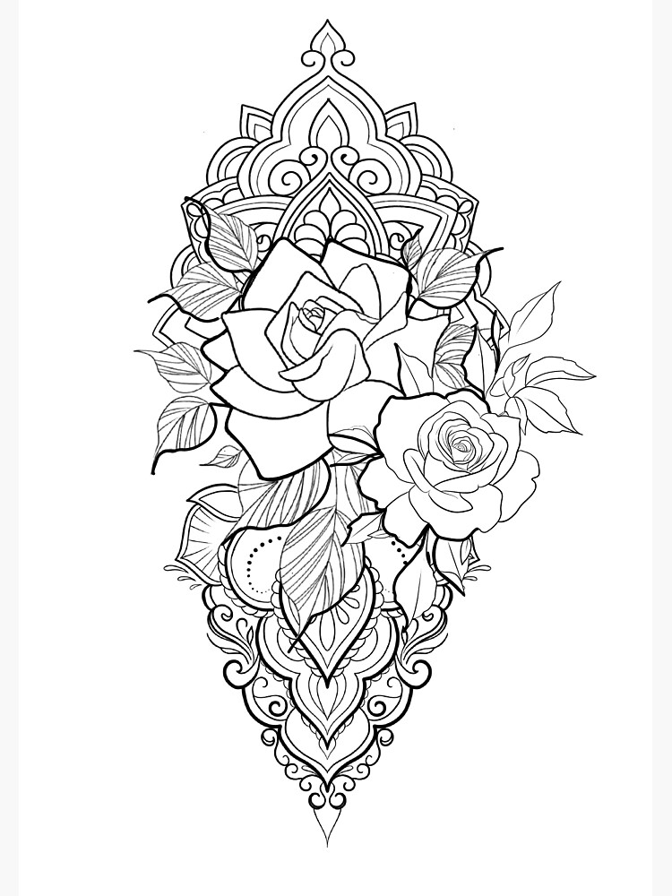 20 Sheets Black Mandala Temporary Tattoo Rose Henna Flower Design Petal  Leaf Sketch Words Fake Tattoo Sticker for Cool Women Lady Girls Body Art  on Back of hand Finger Arm Clavicle Waterproof 