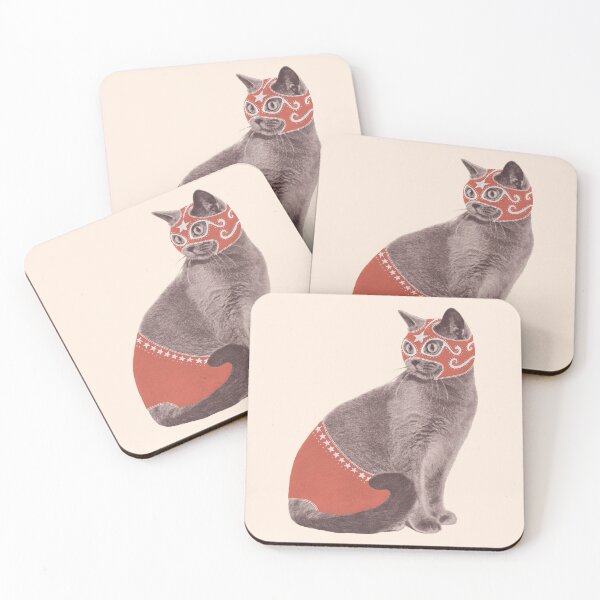 Cat Wrestler Coasters (Set of 4)