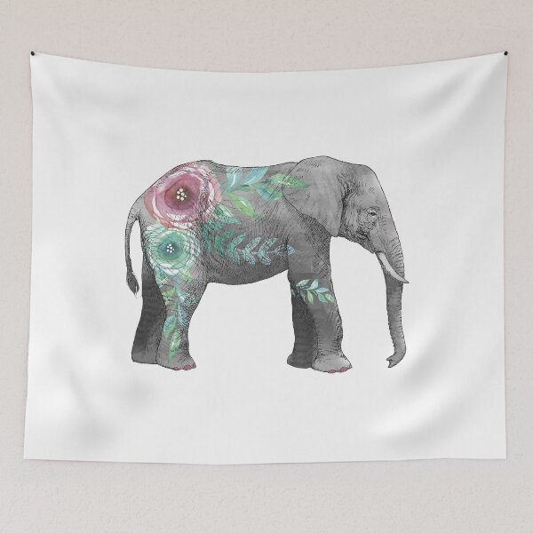 Item preview, Watercolor elephant with flowers designed and sold by SouthPrints.