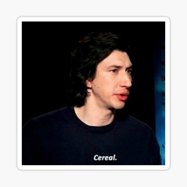 Vista previa del artículo con la obra «Adam Driver y su cereal», diseñado y vendido por yatokamisama.
