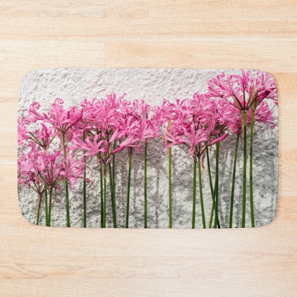 Item preview, Candy Colored Garden Border - Dramatic Spider Lilies Against a Rough Wall designed and sold by Georgia Mizuleva.