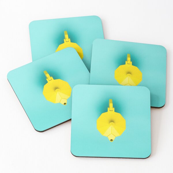 Item preview, Yellow Moka Italiana Coffee Maker Greca Macchinetta on Blue Green Background designed and sold by kwizel.
