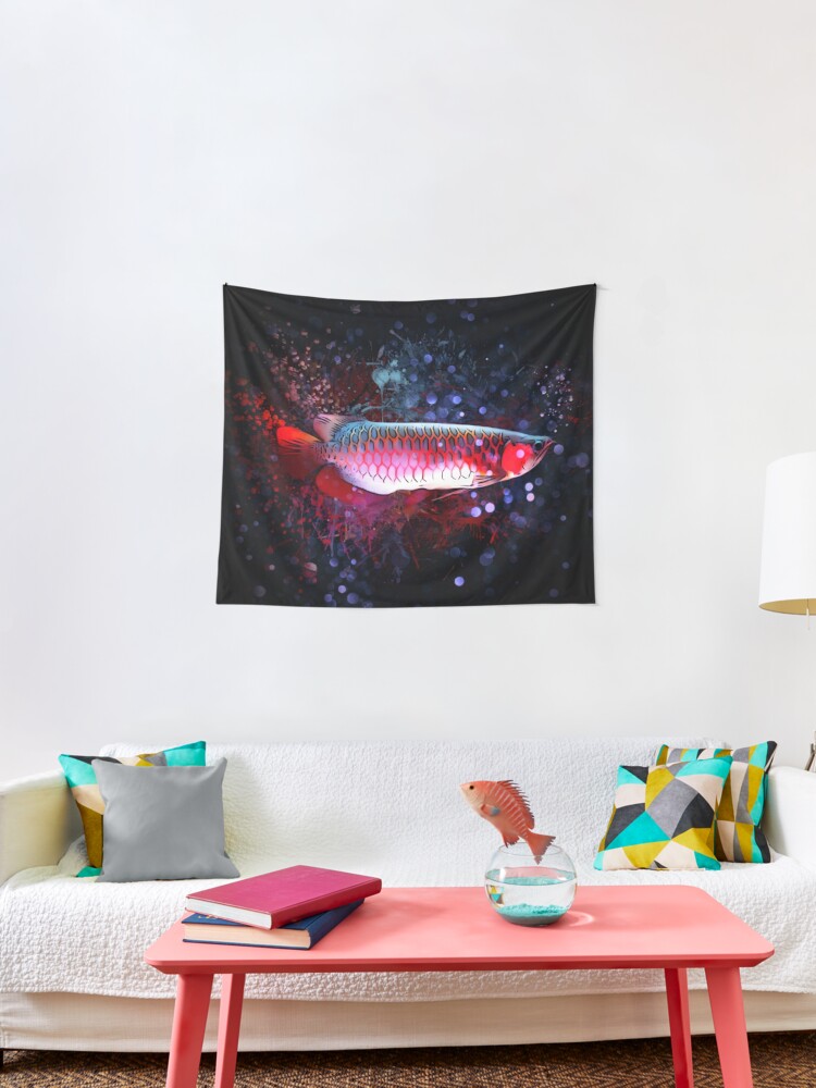 A Candy Apple Red Arowana Fish Portrait Tapestry By Digital Designs Redbubble