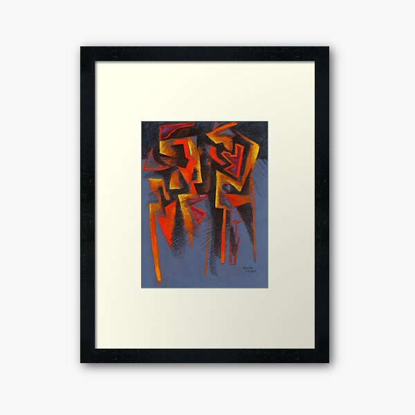 Figures in blue landscape Framed Art Print