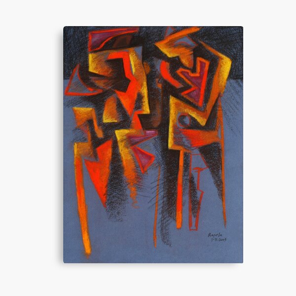 Figures in blue landscape Canvas Print