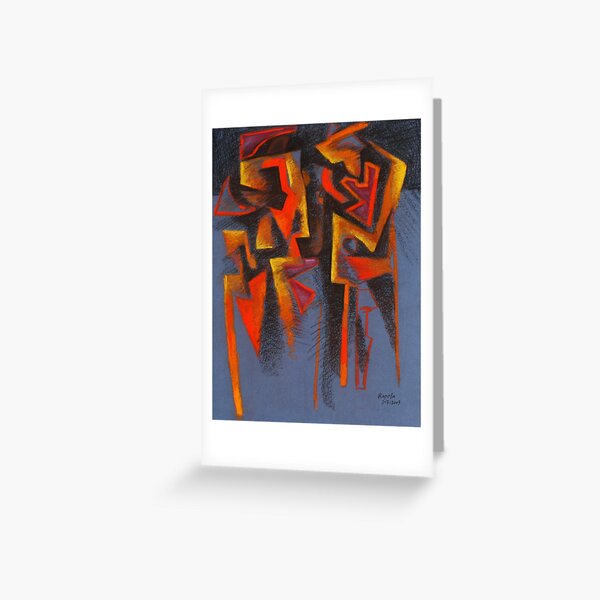 Figuren in blauer Landschaft Grußkarte