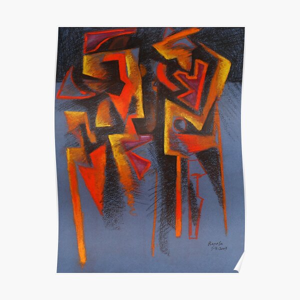 Figures in blue landscape Poster