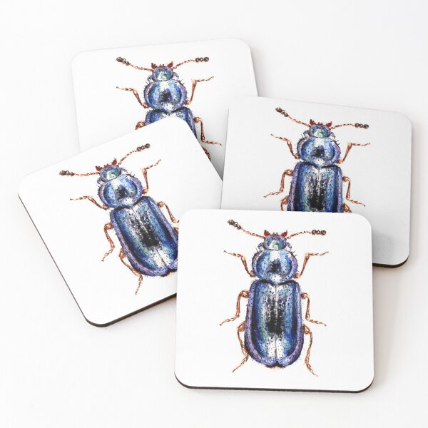 Item preview, Blue Clerid Beetle, bug, insect Watercolour designed and sold by Erboosney.