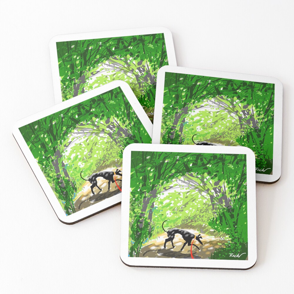 Woodland Shade Hound Coasters (Set of 4)