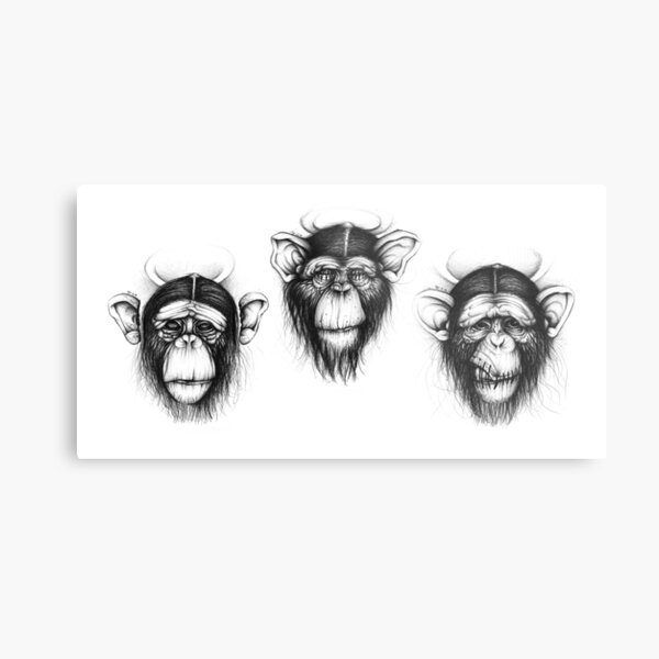 Three Monkeys (Saints drawing series) Metal Print