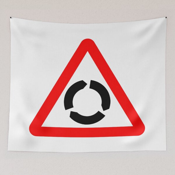 Item preview, Roundabout Ahead British Road Sign designed and sold by LoveOfMaps.