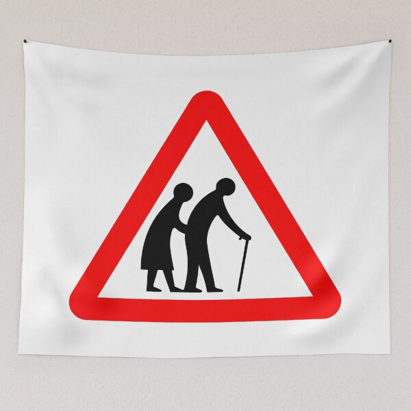 Item preview, Frail or Disabled Pedestrians Ahead British Road Sign designed and sold by LoveOfMaps.