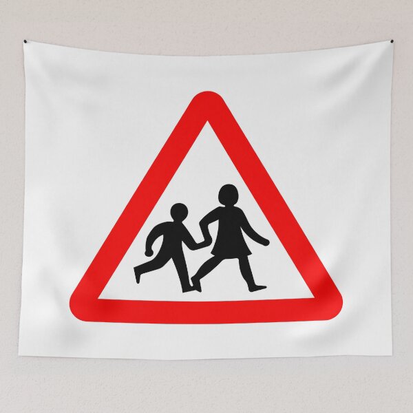 Item preview, Children Ahead British Road Sign designed and sold by LoveOfMaps.
