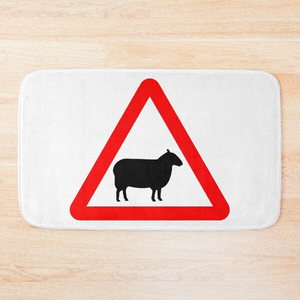Item preview, Sheep Ahead British Road Sign designed and sold by LoveOfMaps.