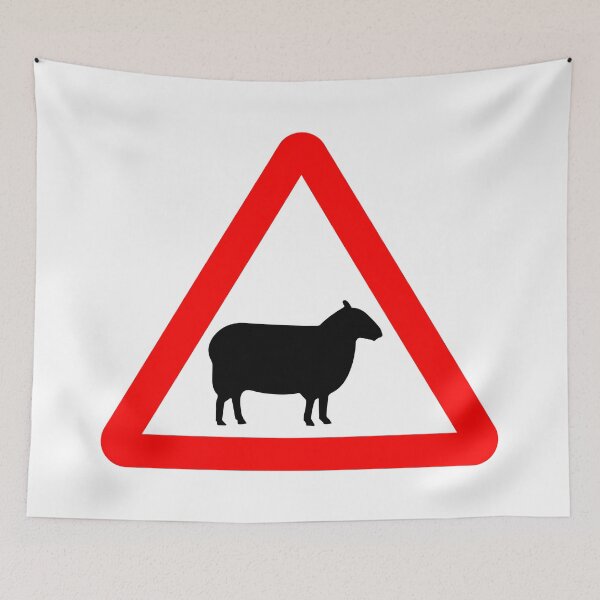 Item preview, Sheep Ahead British Road Sign designed and sold by LoveOfMaps.