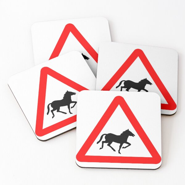 Item preview, Wild Horses Ahead British Road Sign designed and sold by LoveOfMaps.