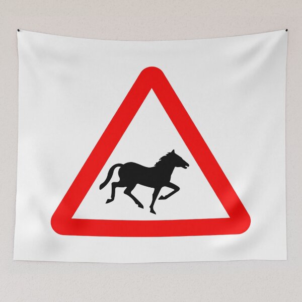 Item preview, Wild Horses Ahead British Road Sign designed and sold by LoveOfMaps.