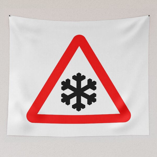 Item preview, Risk of ice or packed snow British Road Sign designed and sold by LoveOfMaps.