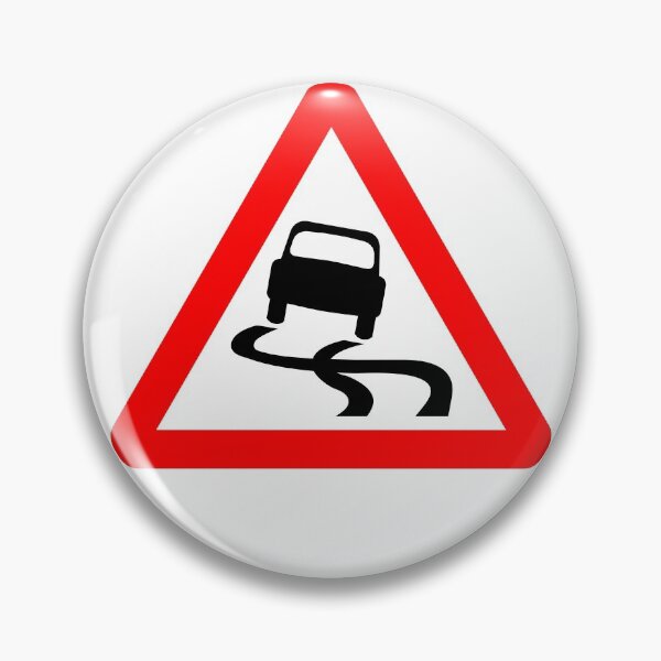 Item preview, Slippery road ahead British Road Sign designed and sold by LoveOfMaps.
