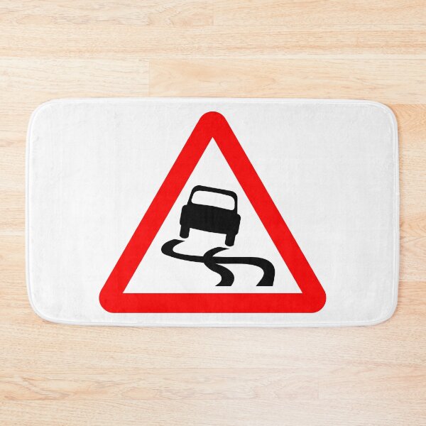 Item preview, Slippery road ahead British Road Sign designed and sold by LoveOfMaps.