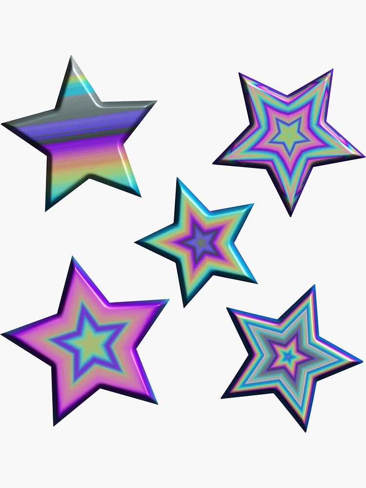 Thumbnail 3 of 3, Sticker, Neon Electric Stars designed and sold by dinaaaaaah.