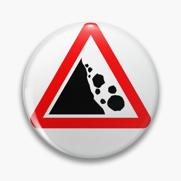 Item preview, Risk of falling or fallen rocks ahead British Road Sign designed and sold by LoveOfMaps.