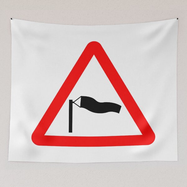 Item preview, Side winds likely ahead British Road Sign designed and sold by LoveOfMaps.