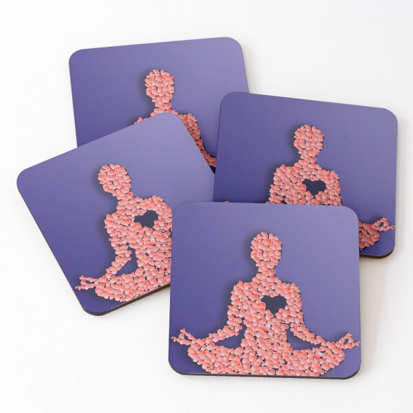 Item preview, Iconos de siluetas de yoga, arte de siluetas, ilustración de corazones dibujada a mano. Silueta aislada de una mujer sentada en posición de loto de yoga. designed and sold by vilma3000.