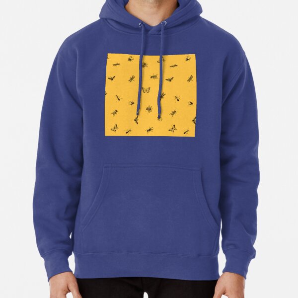 Nature Insects Yellow Pattern Lightweight Mans Jacket with Hood Long Sleeved Zippered Outwear