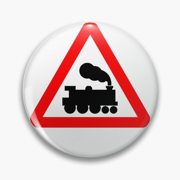 Item preview, Railway level crossing ahead British Road Sign designed and sold by LoveOfMaps.