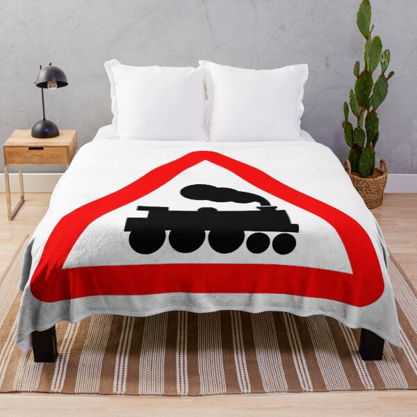 Item preview, Railway level crossing ahead British Road Sign designed and sold by LoveOfMaps.