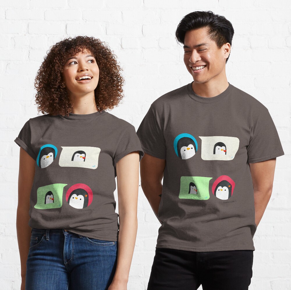 Texting Penguins Classic T-Shirt