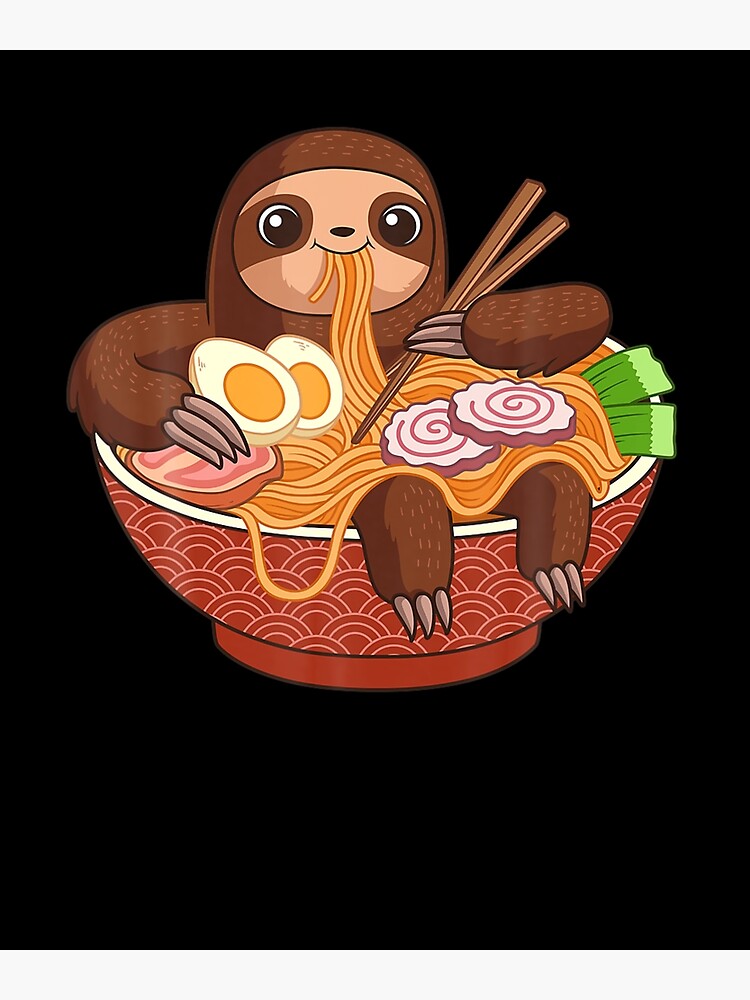 Kawaii Anime Sloth Eating Japanese Ramen Noodle Soup design Canvas Print by  D&C DesignStudio | Society6
