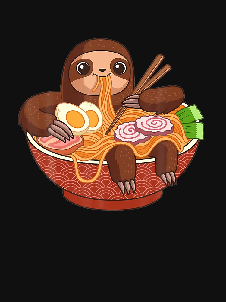 "Kawaii Cute Anime Sloth Japanese Ramen Noodles" T-shirt for Sale by