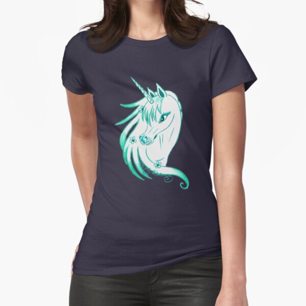 Pretty Blue Unicorn Fitted T-Shirt